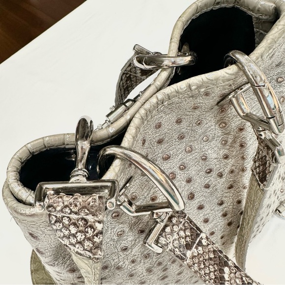 BSWANKY Sophie Python Convertible Backpack/Purse Gray w/silver accents_Like New - Picture 5 of 13